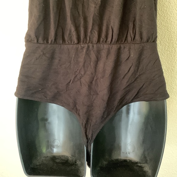 Anthropologie Piper & Sparrow Sexy Black Wrap Bodysuit Thong Size Medium Top - Picture 6 of 11